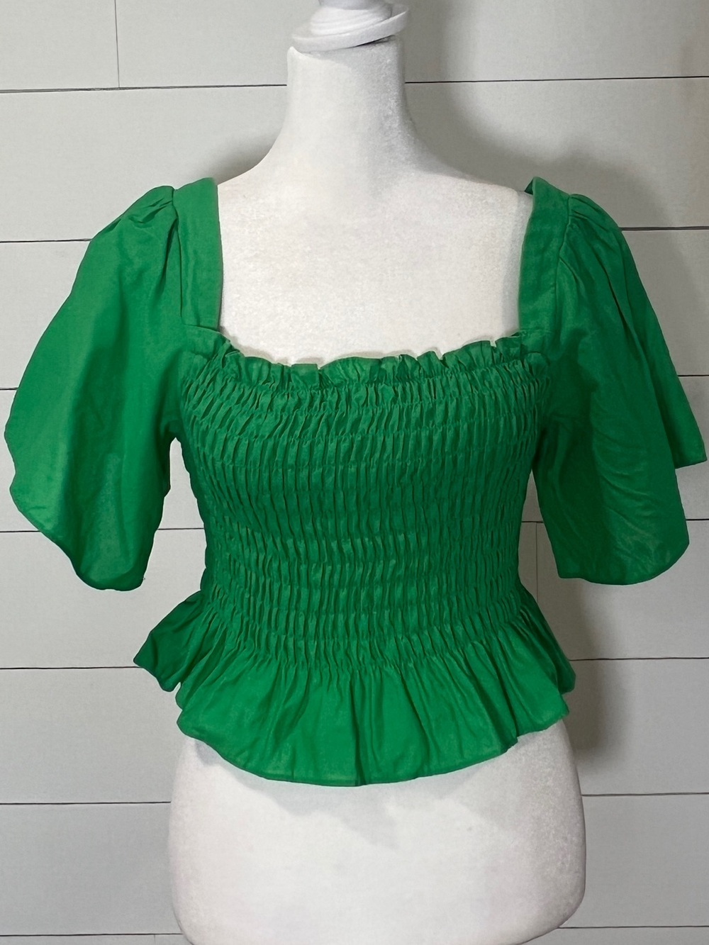 Lulus Green Smocked Square-Neck Top
